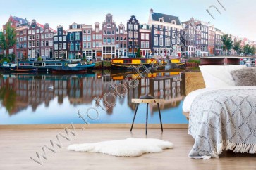 fotobehang Panorama van Amsterdam