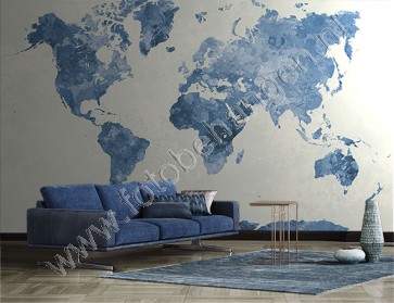 Vlies fotobehang Wereldkaart blauw