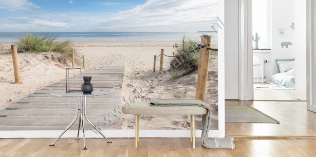 leef ermee Schrijf op acuut Vlies fotobehang Wandeling op het strand | Fotobehangen.nl