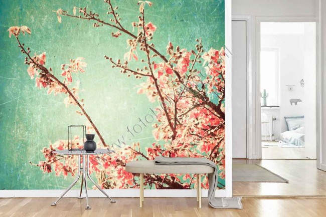 invoer Besparing jam Vlies fotobehang Cherry blossom vintage | Fotobehangen.nl