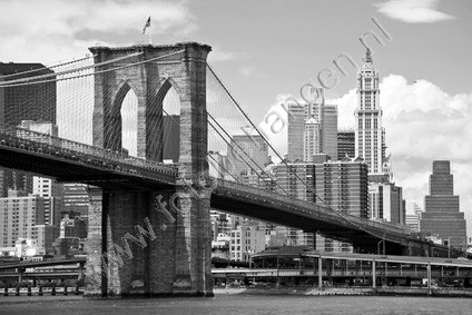 Kort leven Indrukwekkend Wijden Vlies fotobehang Brooklyn Bridge overdag Zwart Wit | Fotobehangen.nl