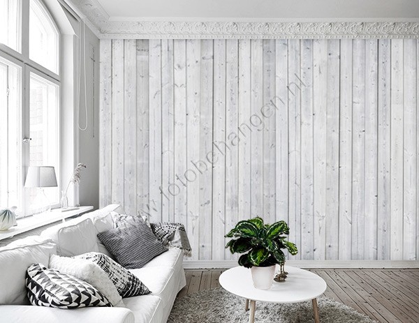 Welp Vlies fotobehang Wit houten muur | Fotobehangen.nl YA-37