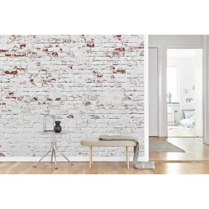 Vlies fotobehang Witte bakstenen muur