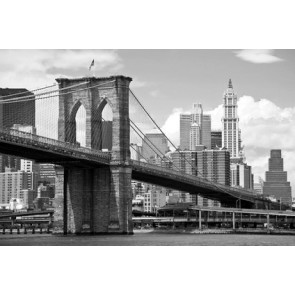 Vlies fotobehang Brooklyn Bridge overdag Zwart Wit
