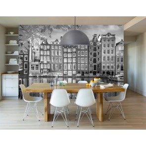 Amsterdamse huisjes zwart wit