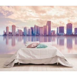 Vlies fotobehang Skyline Miami in pastel