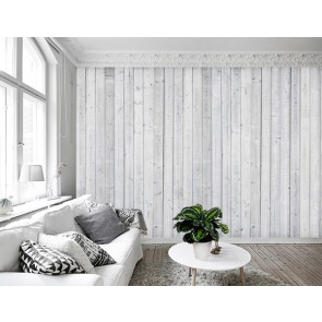 Vlies fotobehang Wit houten muur