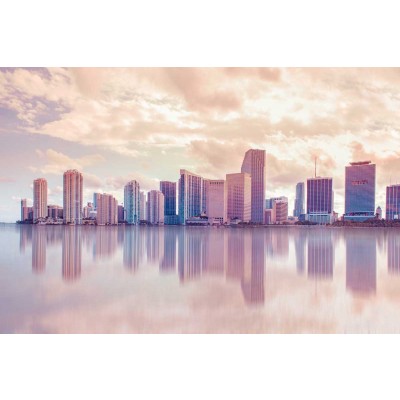 Vlies fotobehang Skyline Miami in pastel